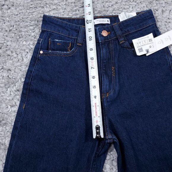 Zara Mom Fit High Rise Slim Ankle Jeans Dark Wash Blue Women's Size US 0 EU 32 - Picture 9 of 10